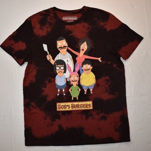 Bob's Burgers Mens Red Black Tie Dye Cartoon Graphic Tee Shirt New